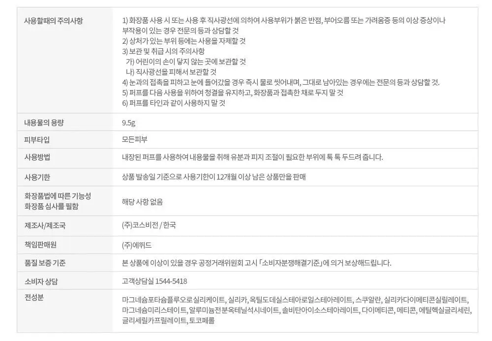 [리뉴얼] 에뛰드 피지쏙 팩트 9.5g 상세페이지 17